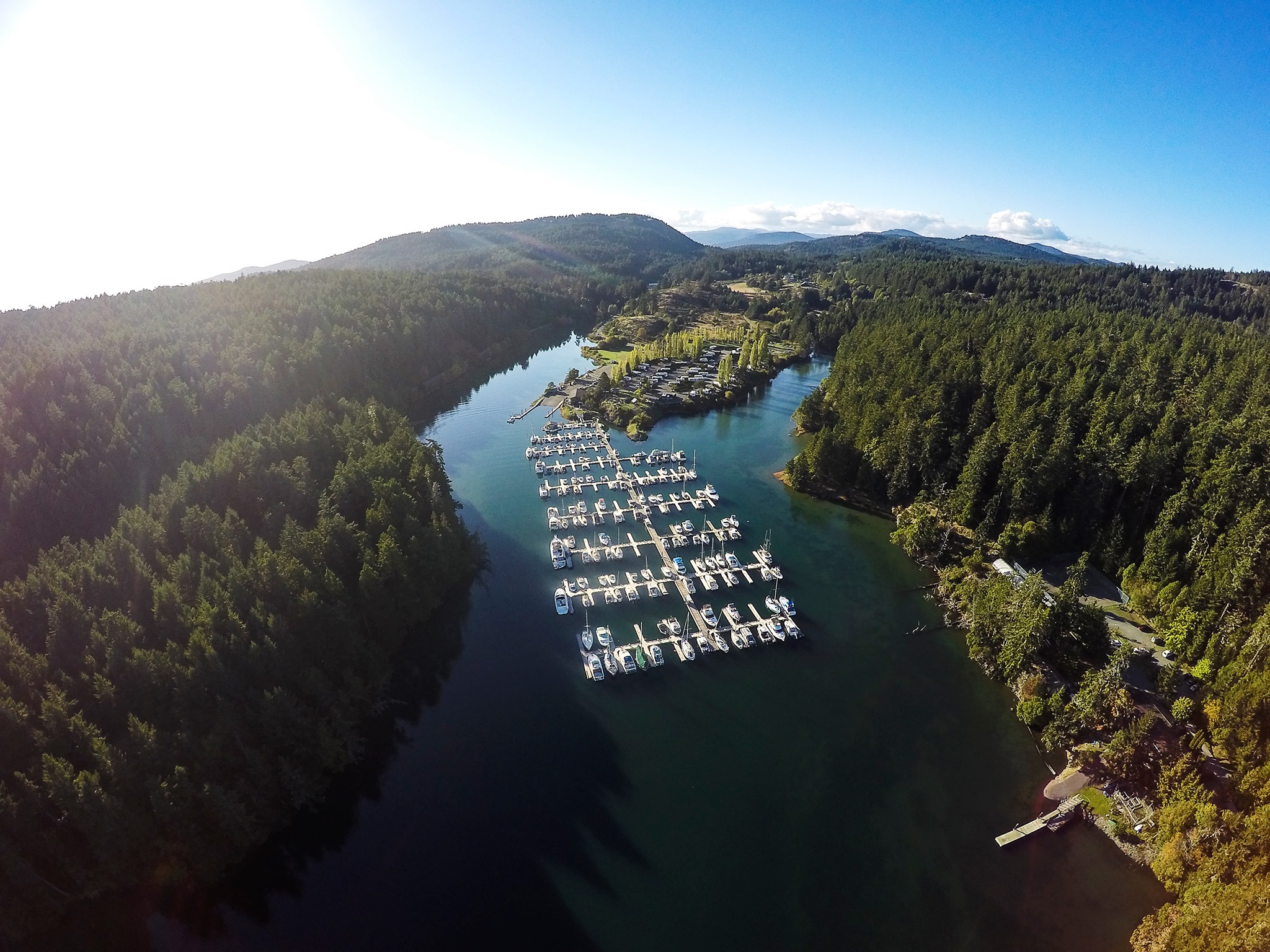 Pedder Bay RV Resort waterfront with marina