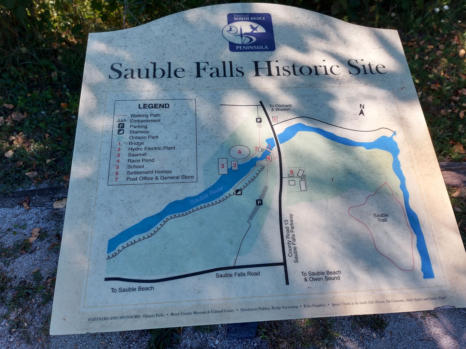 Sauble Falls Provincial Park waterfall and camping area