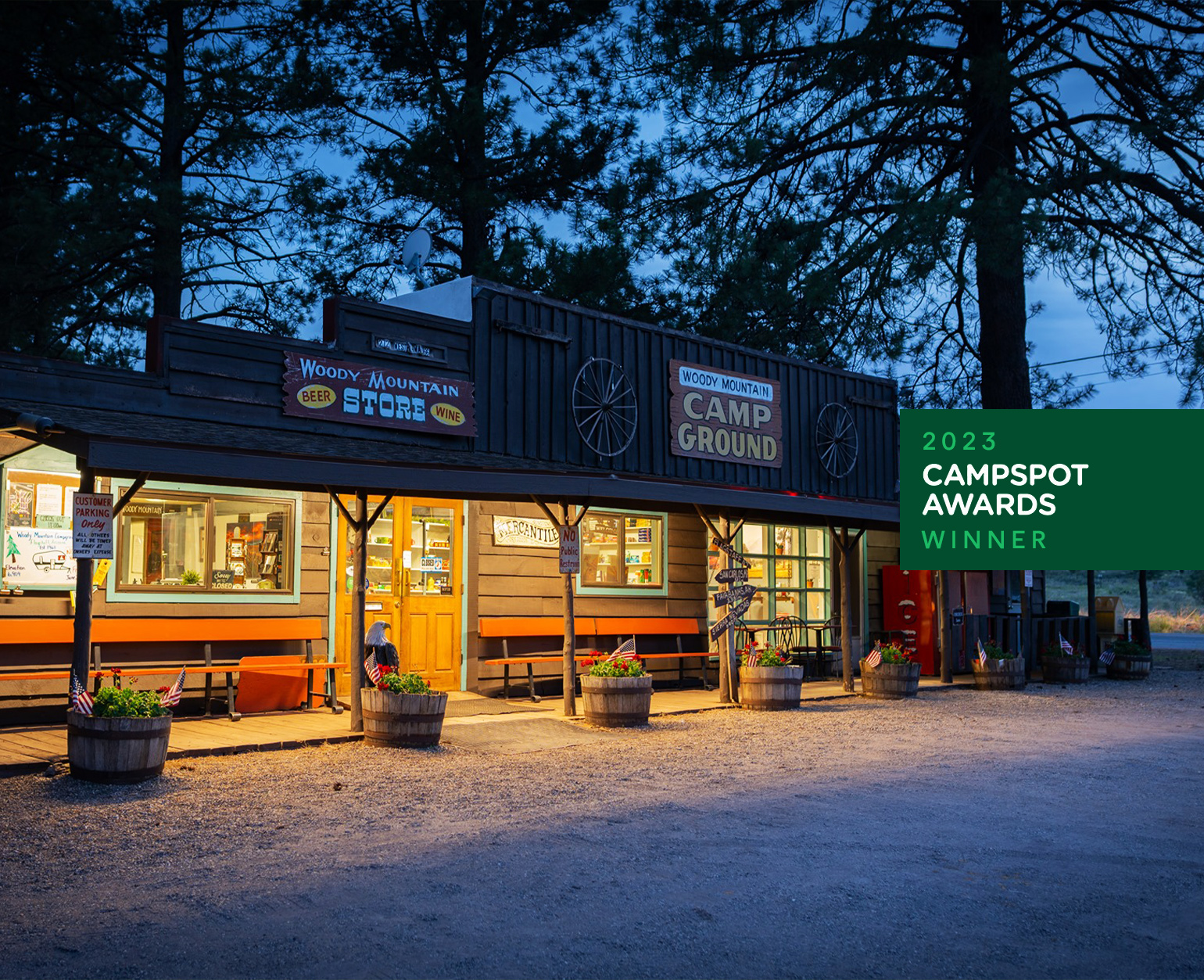 Woody Mountain Campground with organized sites and Route 66 location