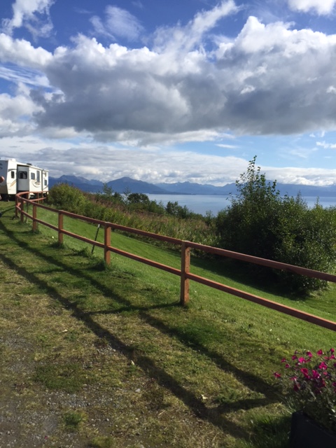 Homer KOA Holiday campground with mountain backdrop