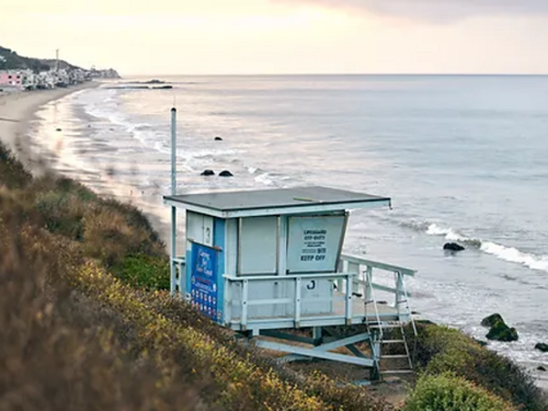 Malibu Beach RV Park with ocean views and palm trees